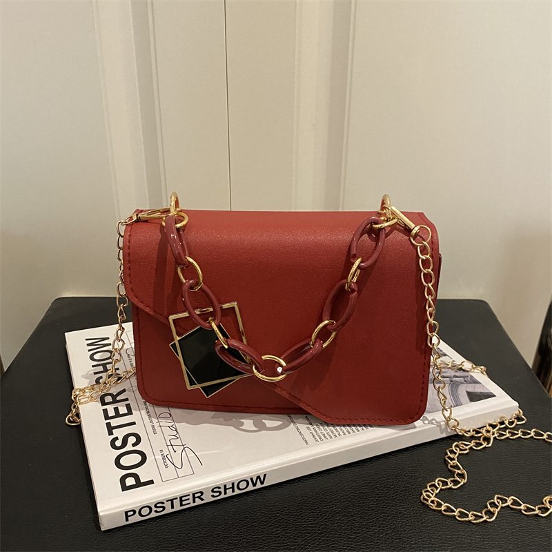 Solid Color Chain Mini Square Crossbody Bag view 2
