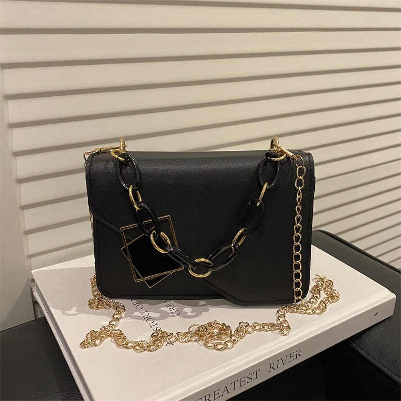 Solid Color Chain Mini Square Crossbody Bag view 3
