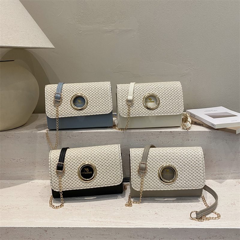 Plaid Top-Handle Square Crossbody Bag