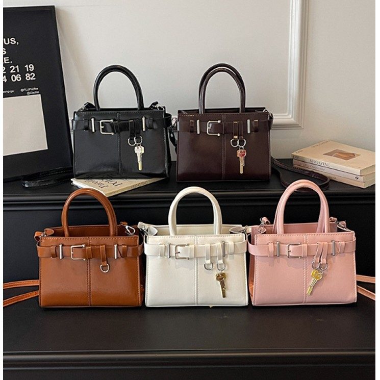 Belt Buckle Top-Handle Crossbody Bag
