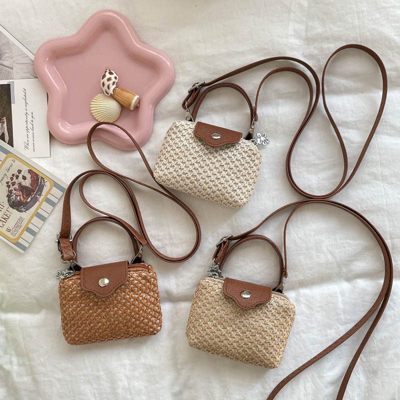 Woven Panel Square Crossbody Bag