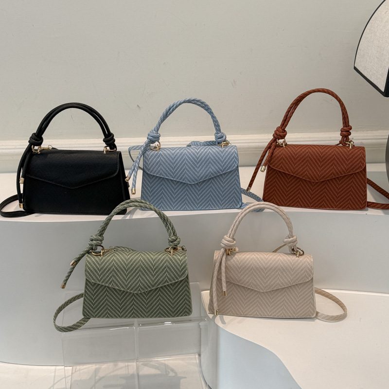 Solid Square Top-Handle Crossbody Bag