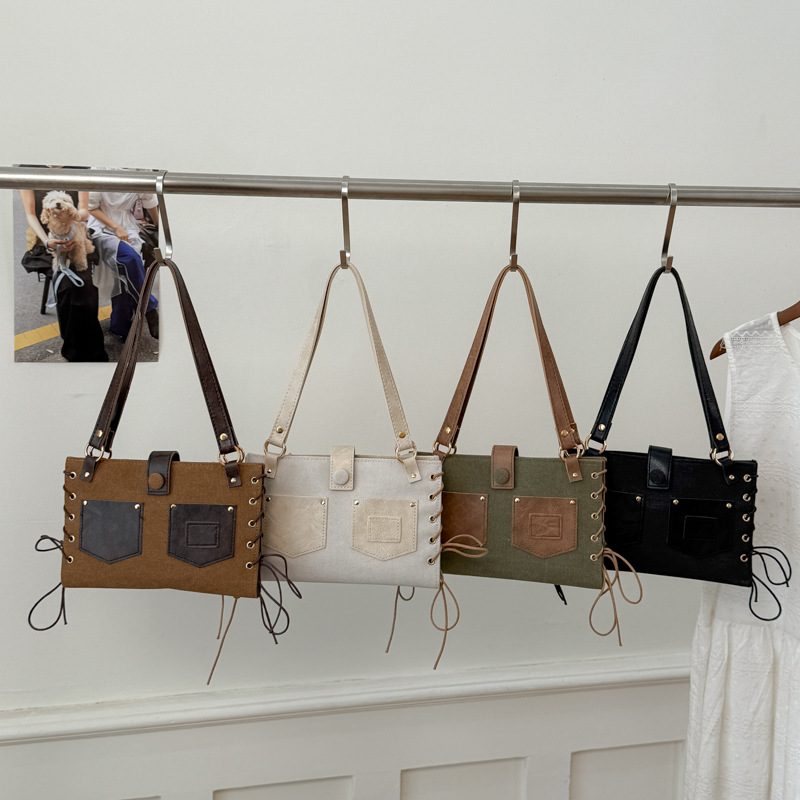 Paneled Commuter Crossbody Tote Bag