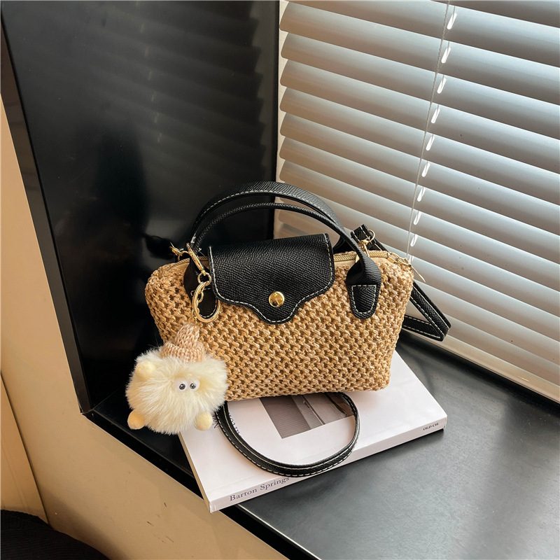 Mini Woven Straw Crossbody Bag view 3