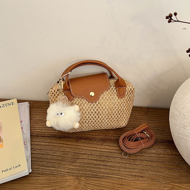 Mini Woven Straw Crossbody Bag view 9
