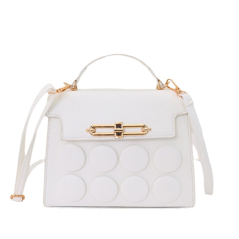 Chic Large Round Buckle Top-Handle Shoulder Crossbody Bag view 11