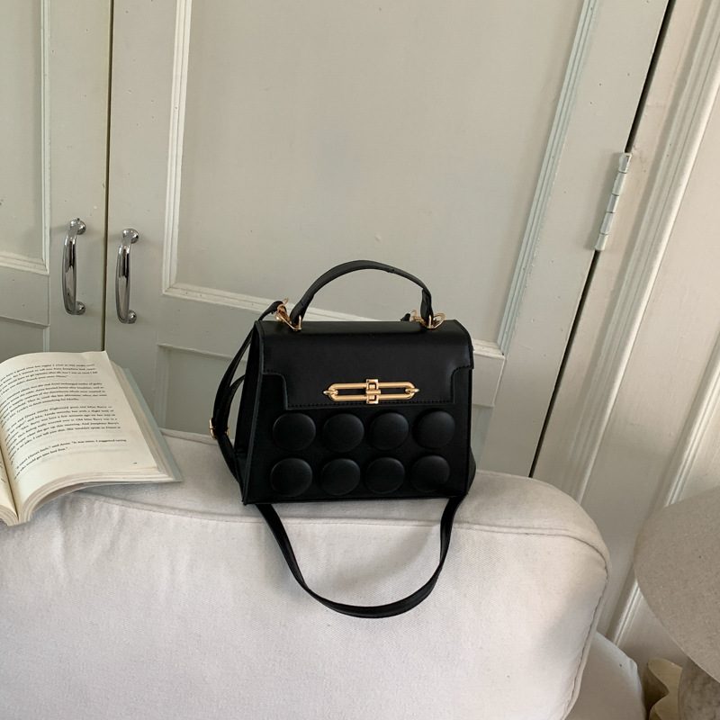 Chic Large Round Buckle Top-Handle Shoulder Crossbody Bag view 2