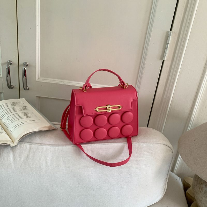 Chic Large Round Buckle Top-Handle Shoulder Crossbody Bag view 3