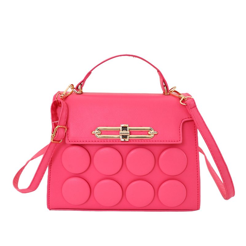 Chic Large Round Buckle Top-Handle Shoulder Crossbody Bag view 5