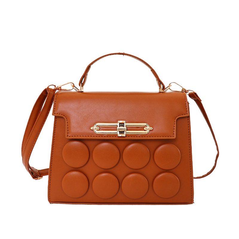 Chic Large Round Buckle Top-Handle Shoulder Crossbody Bag view 7