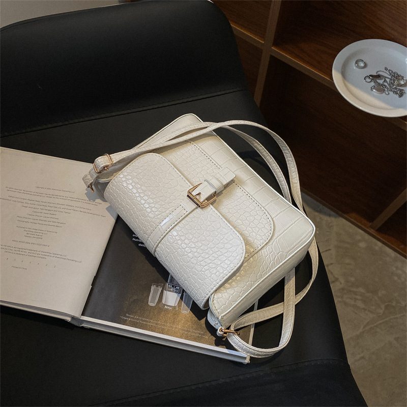 Crocodile Embossed Retro Shoulder Top-Handle Square Bag