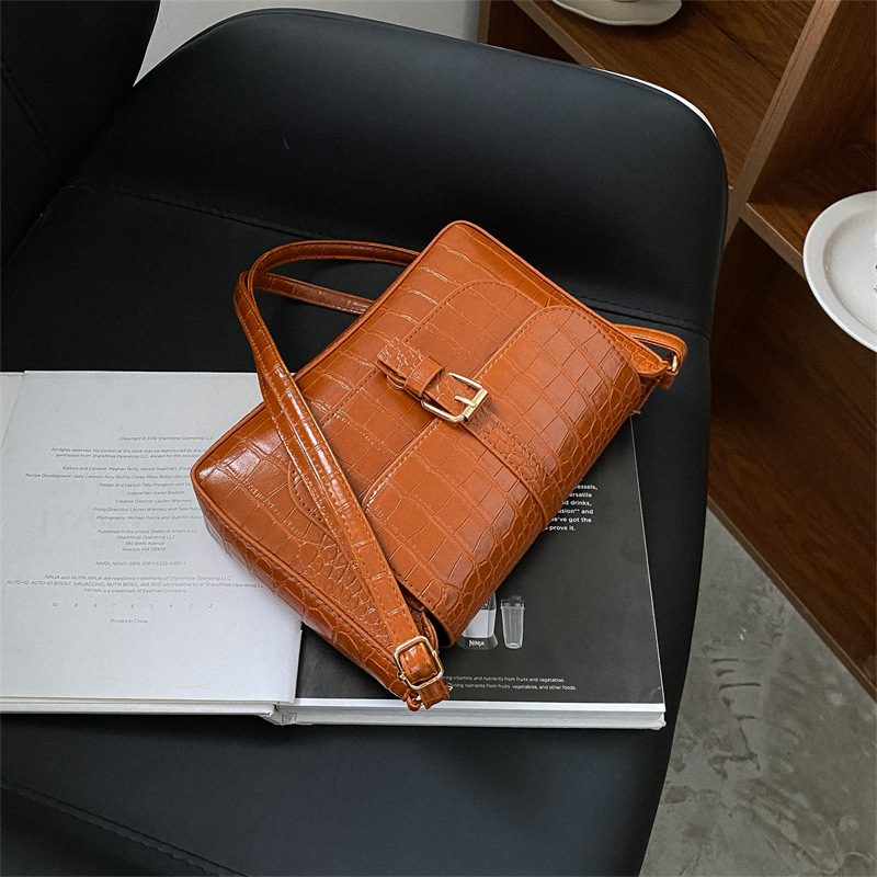 Crocodile Embossed Retro Shoulder Top-Handle Square Bag view 2