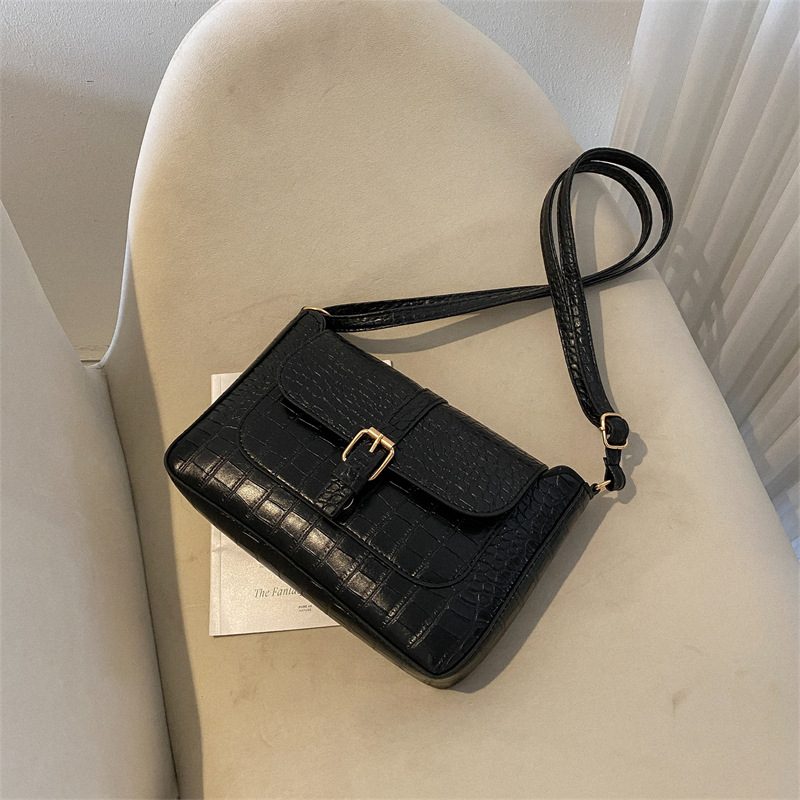 Crocodile Embossed Retro Shoulder Top-Handle Square Bag view 4