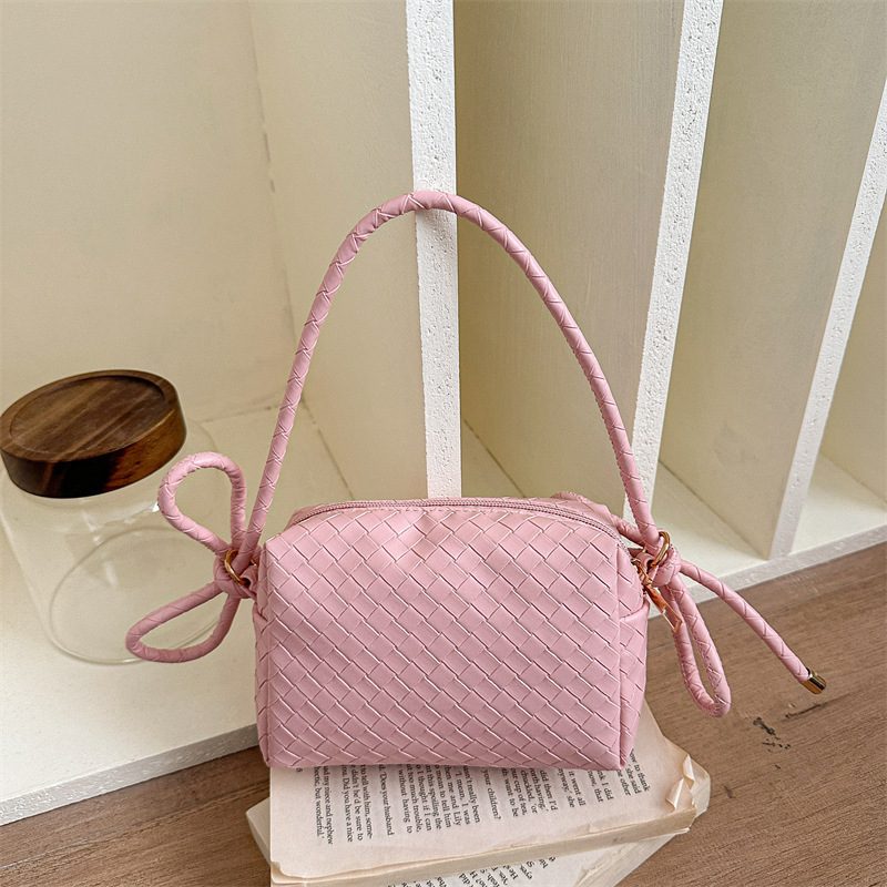 Woven Camera Top-Handle Shoulder Crossbody Bag