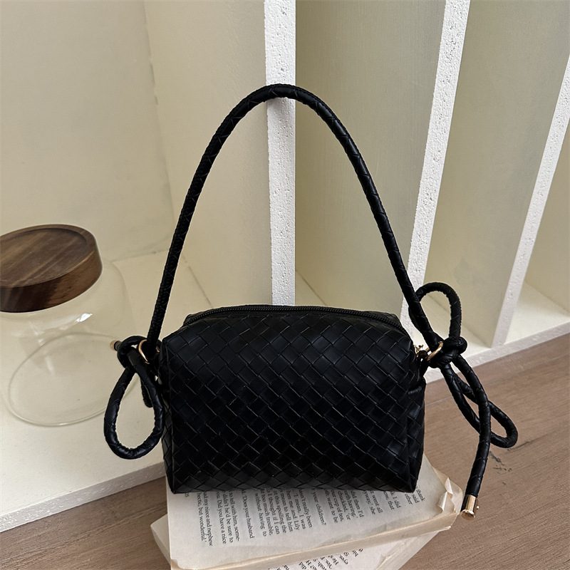Woven Camera Top-Handle Shoulder Crossbody Bag view 2