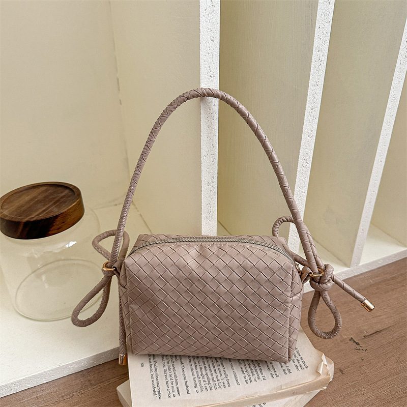 Woven Camera Top-Handle Shoulder Crossbody Bag view 3