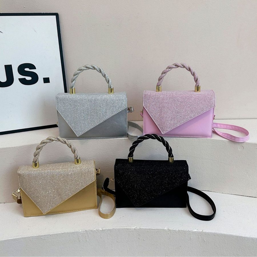 Minimalist Glitter Top-Handle Shoulder Crossbody Bag