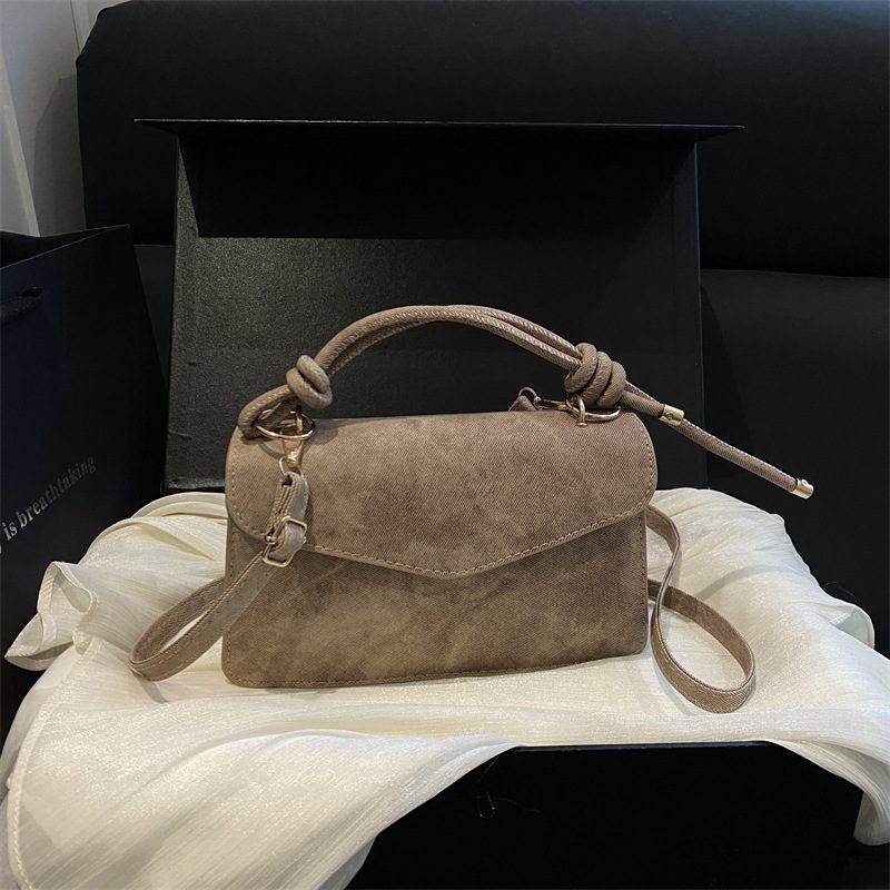Retro Minimalist Suede Crossbody Square Bag view 3