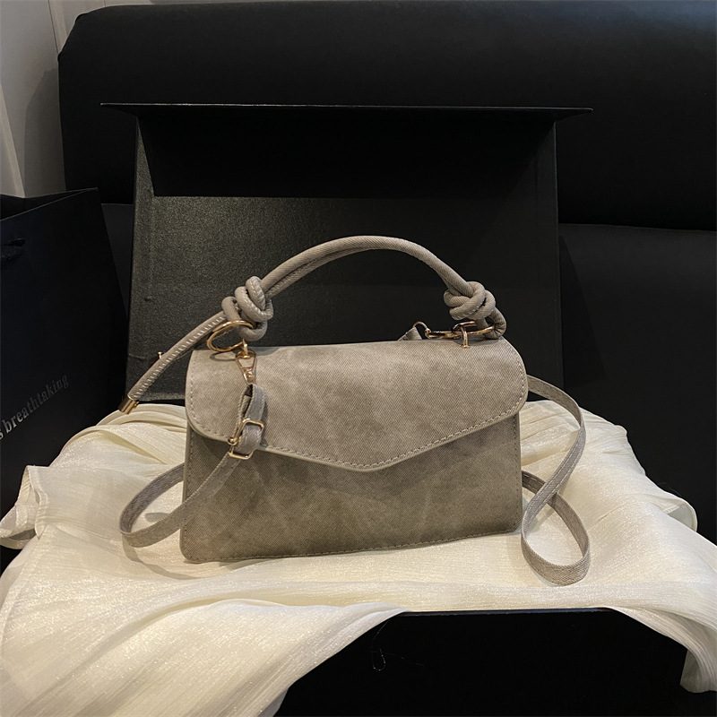Retro Minimalist Suede Crossbody Square Bag view 4