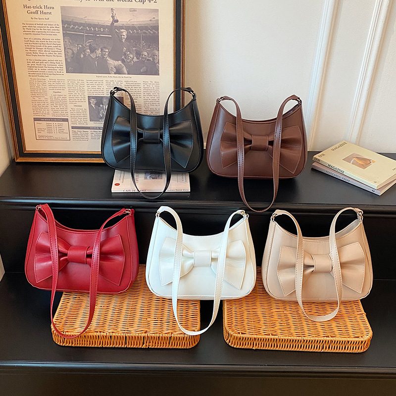 Retro Bow Top-Handle Shoulder Crossbody Square Bag