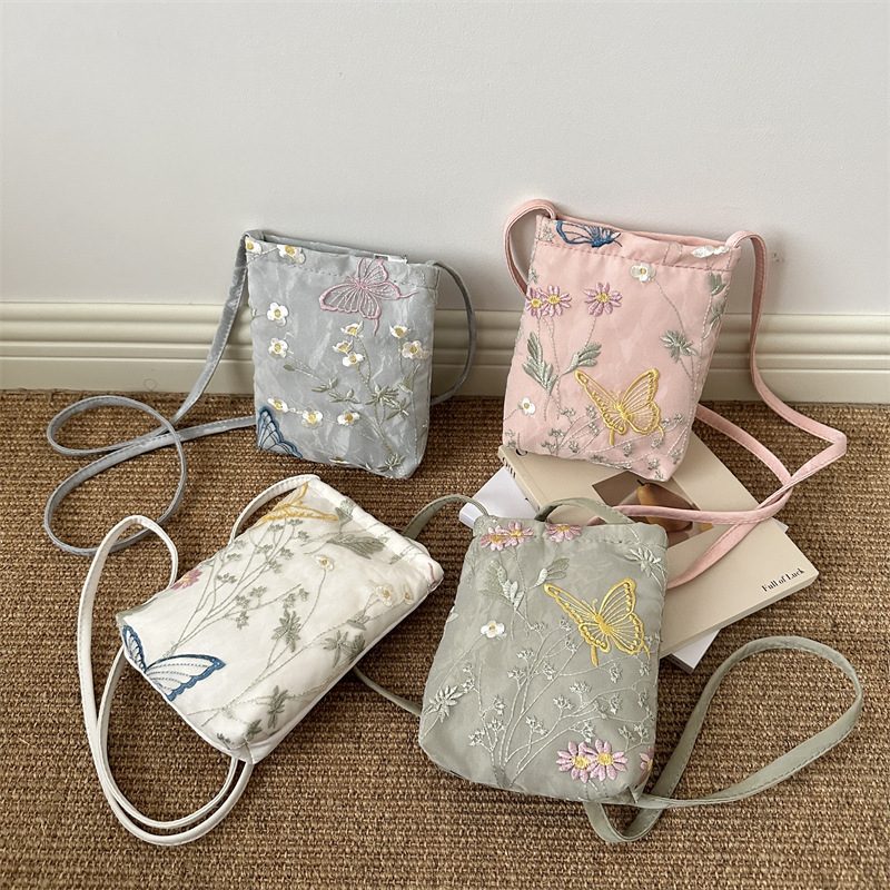 Embroidered Minimalist Shoulder Crossbody Phone Bag