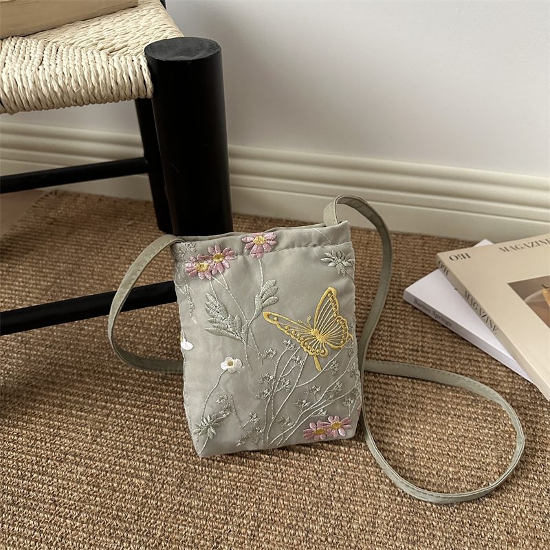 Embroidered Minimalist Shoulder Crossbody Phone Bag view 2