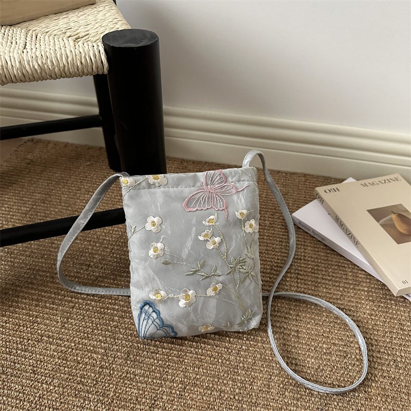 Embroidered Minimalist Shoulder Crossbody Phone Bag view 3
