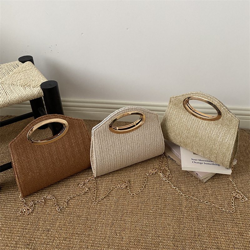 Woven Straw Clutch Crossbody Evening Bag