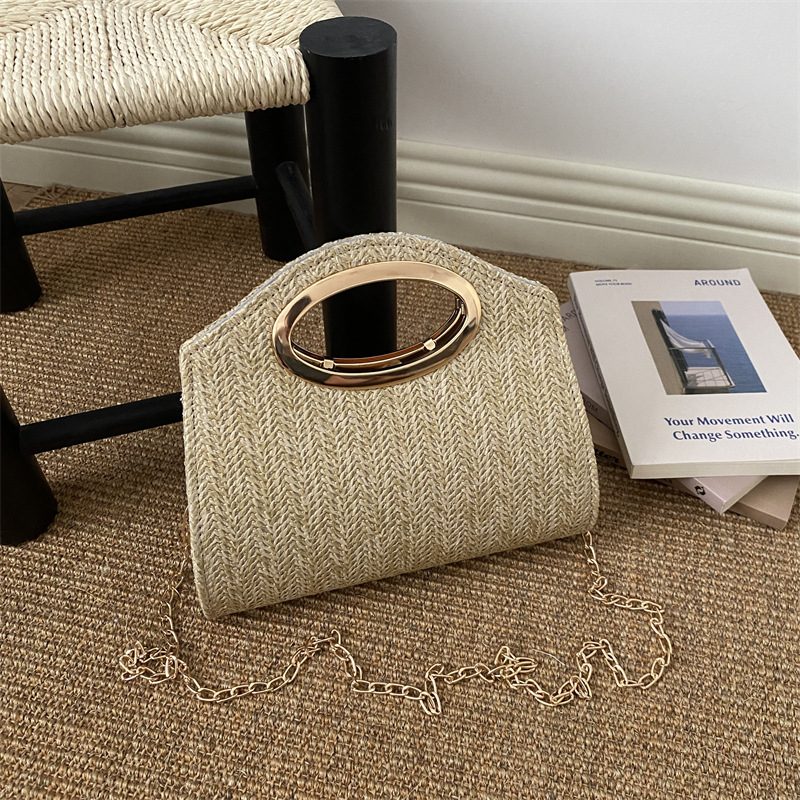 Woven Straw Clutch Crossbody Evening Bag view 3