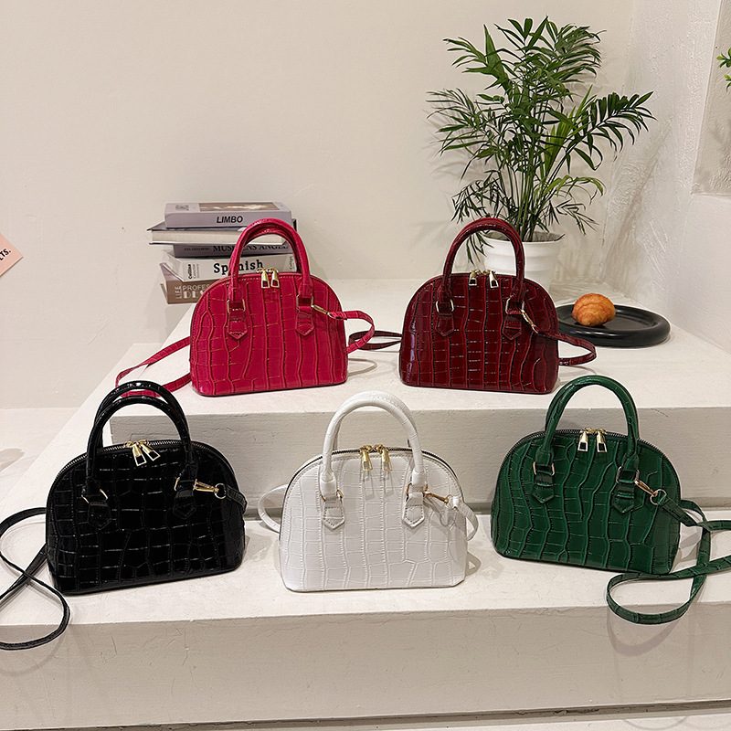 Crocodile Embossed Shell Crossbody Bag