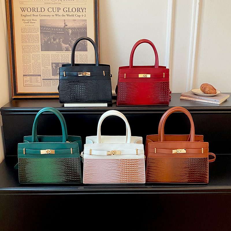Crocodile Embossed Kelly Crossbody Bag