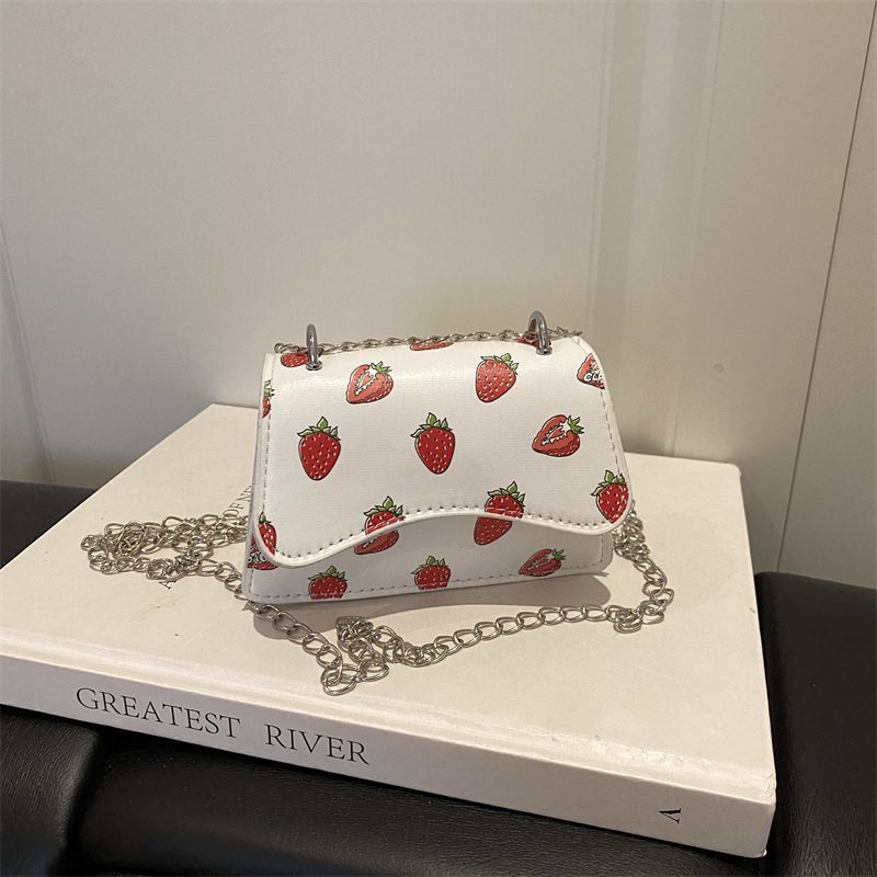 Cherry Print Chain Crossbody Square Bag view 4