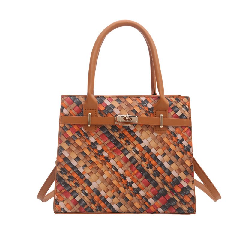 Woven Spliced Colorblock Crossbody Bag view 6