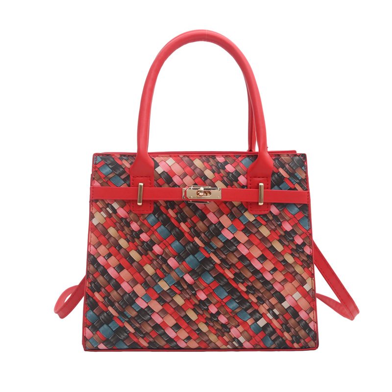 Woven Spliced Colorblock Crossbody Bag view 7