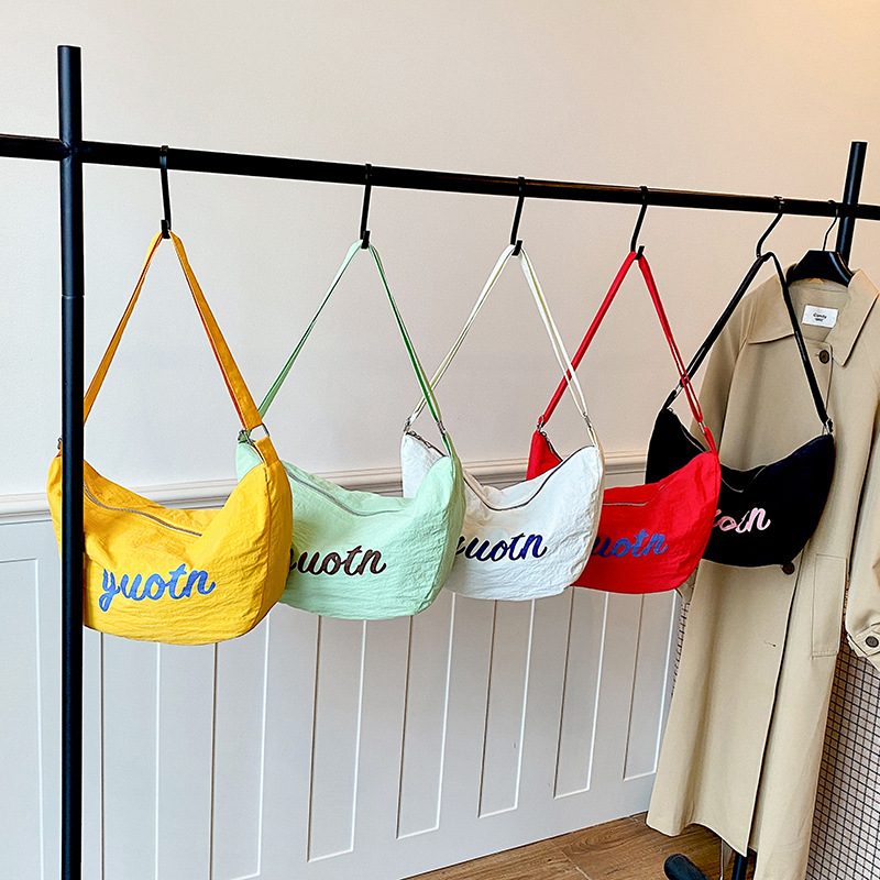Letter Canvas Dumpling Crossbody Bag