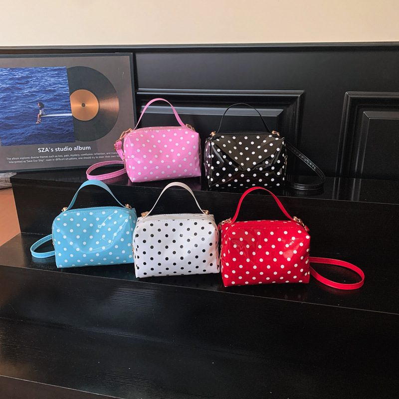 Polka Dot Colorblock Crossbody Top-Handle Bag