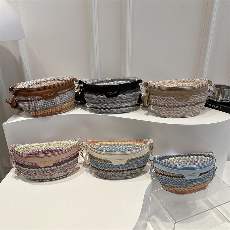 Woven Colorblock Crossbody Waist Bag