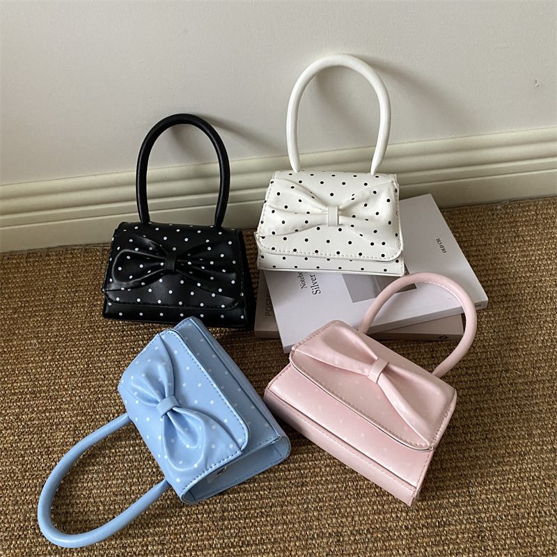Polka Dot Bow Crossbody Top-Handle Bag