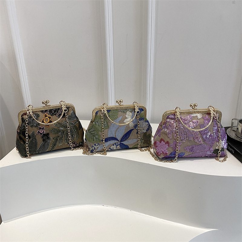 Vintage Chain Crossbody Top-Handle Bag