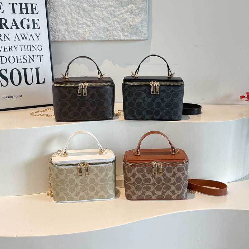 Printed Box Chain Crossbody Top-Handle Bag