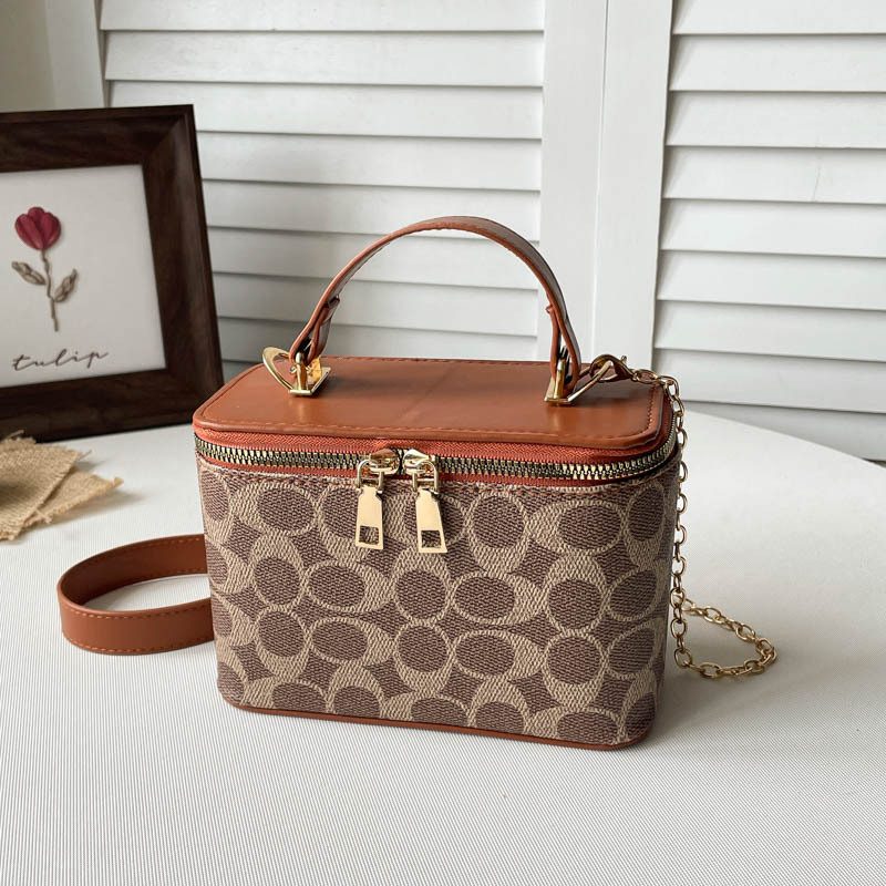 Printed Box Chain Crossbody Top-Handle Bag view 3