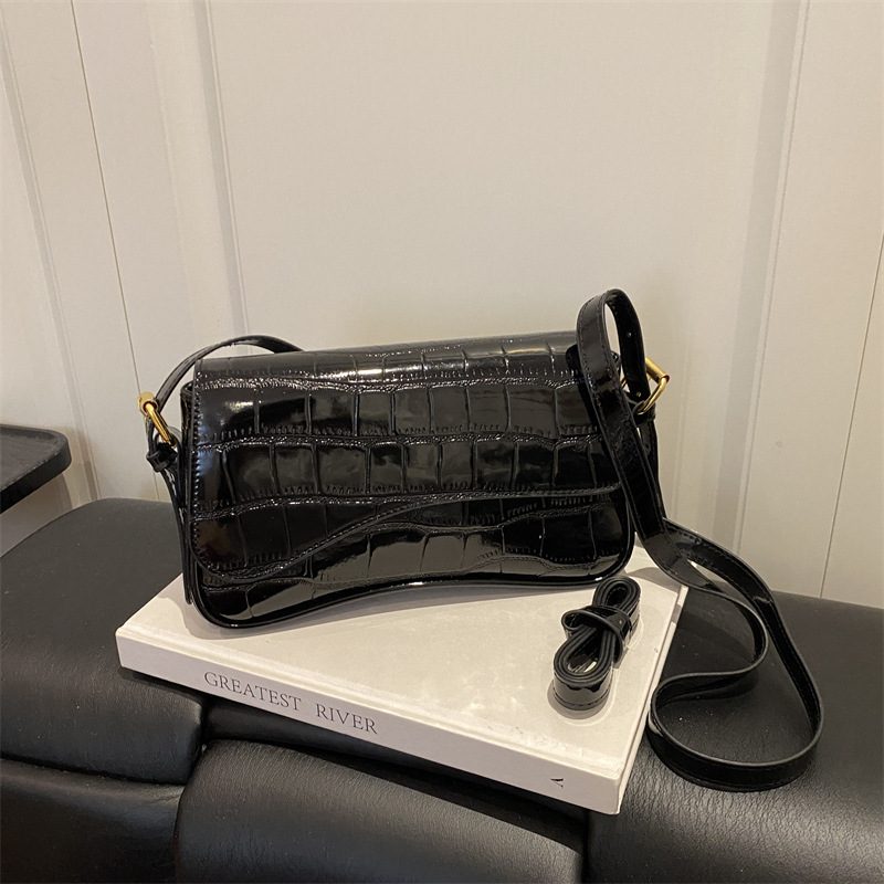 Crocodile Embossed Shoulder Crossbody Bag view 3