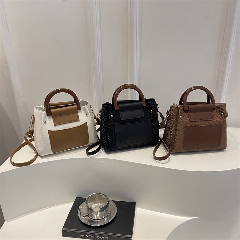 Two-Tone Top-Handle Crossbody Bag