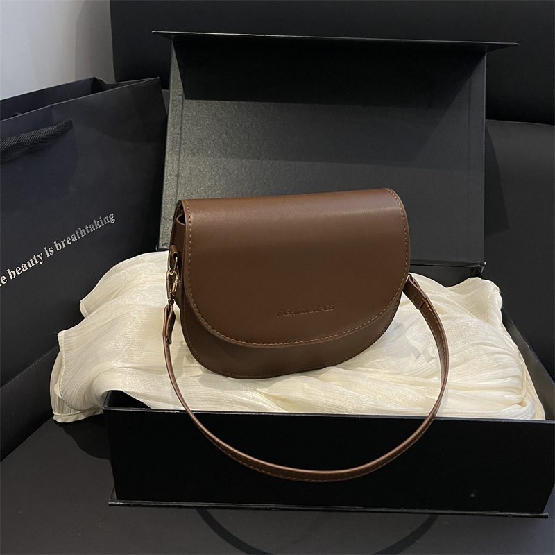 Vintage Textured Saddle Crossbody Bag view 3