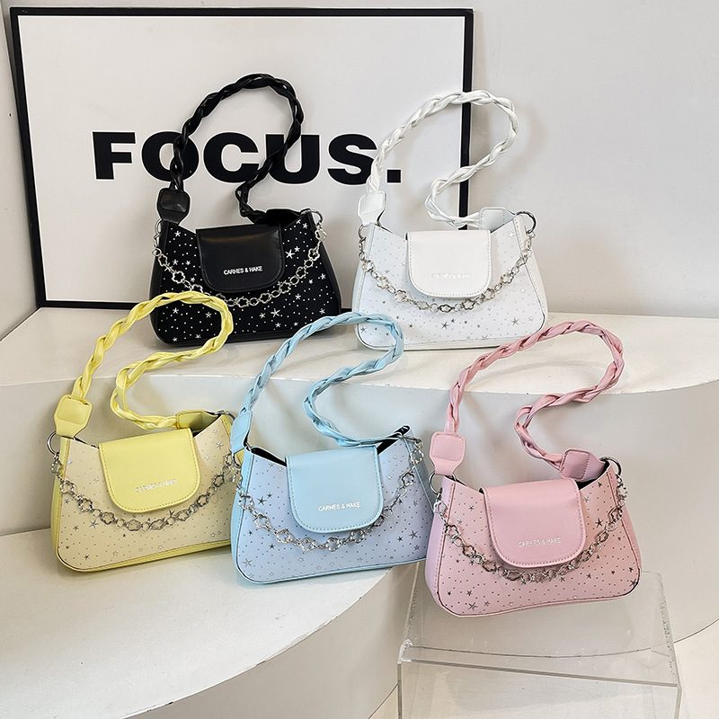 Macaron Star Print Square Crossbody Bag