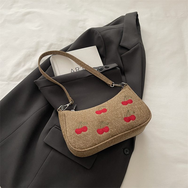 Vintage Cherry Denim Boston Crossbody Bag view 10