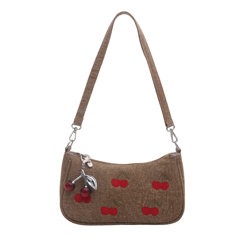 Vintage Cherry Denim Boston Crossbody Bag view 7