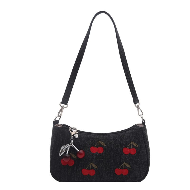 Vintage Cherry Denim Boston Crossbody Bag view 8