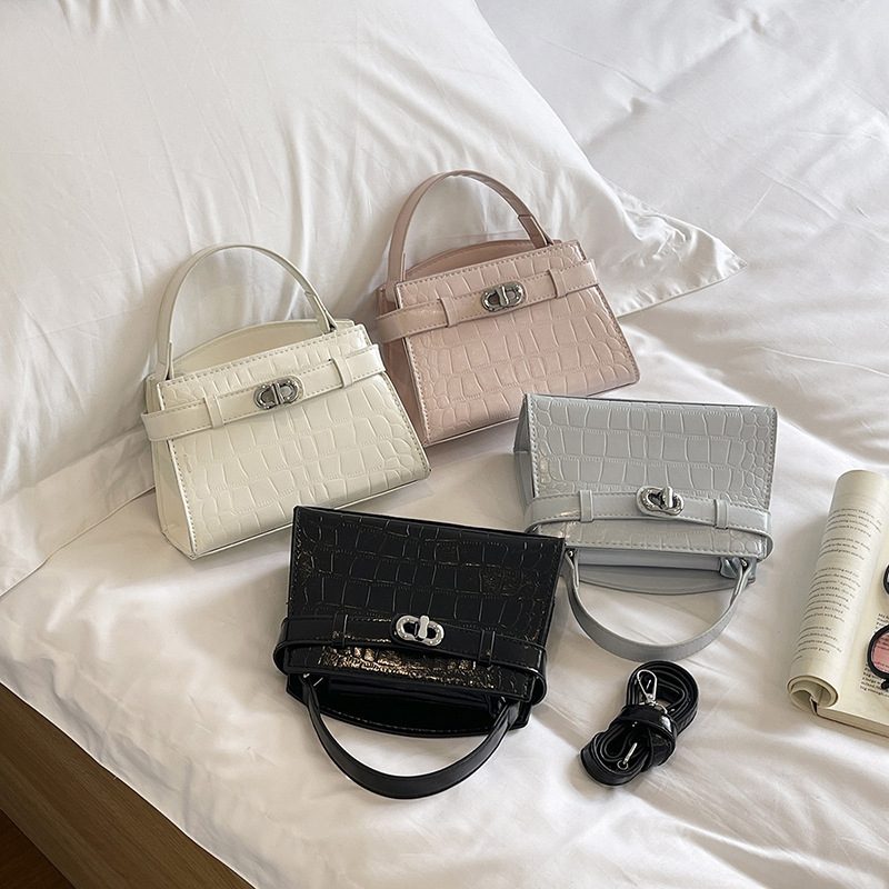 Crocodile Embossed Mini Top-Handle Crossbody Bag