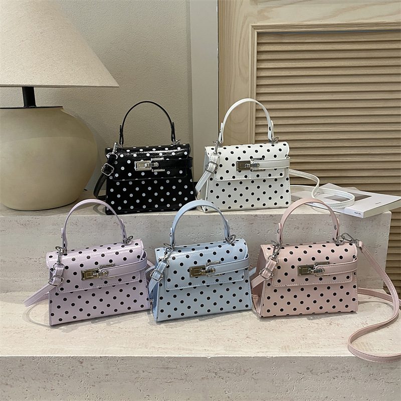 Polka Dot Top-Handle Crossbody Kelly Bag